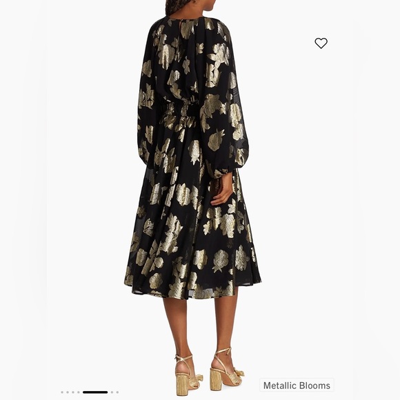 Elie Tahari Metallic Blooms Midi-Dress size S - Picture 3 of 16